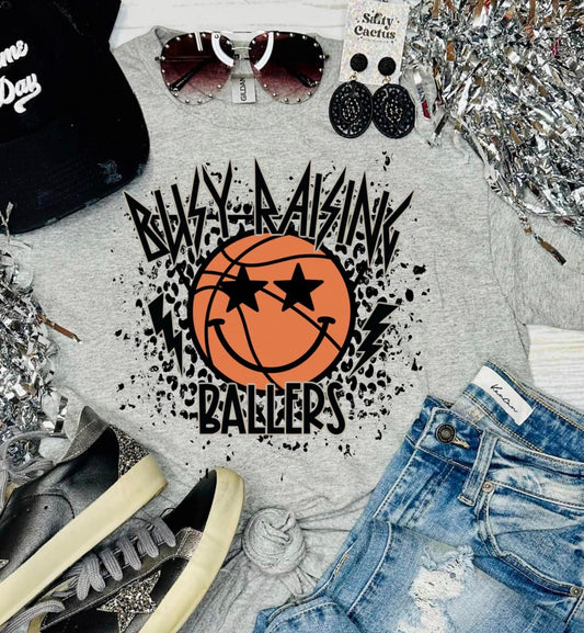 Busy Raising Ballers Trendy Basketball Ash Grey Tee