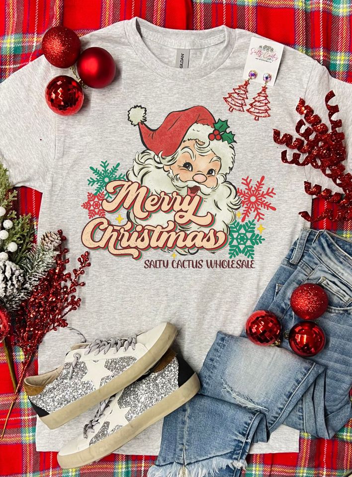 Santa Merry Christmas LOGO Ash Grey Tee