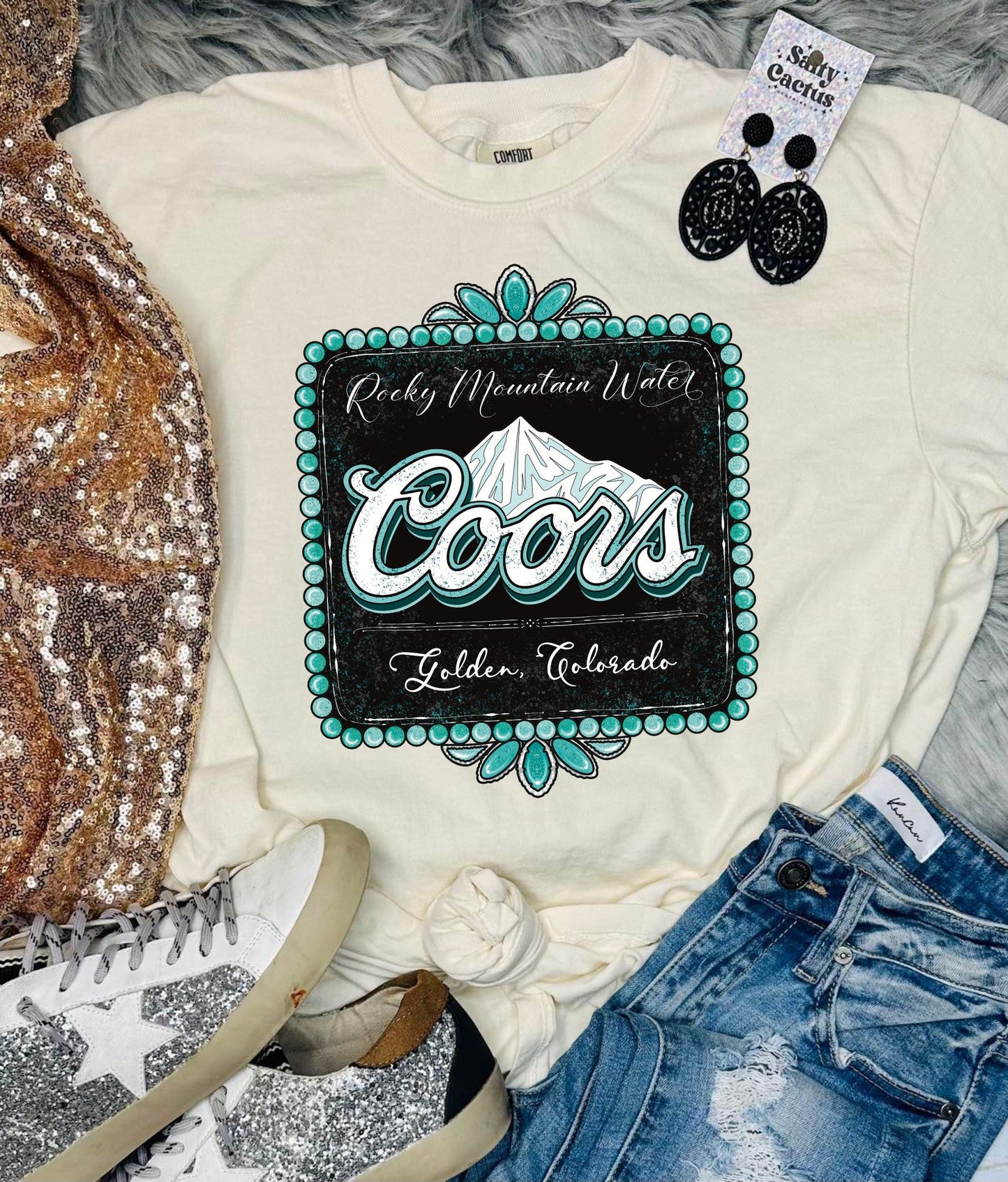 *DTF* Coors Blue and Black Design Ivory Comfort Color