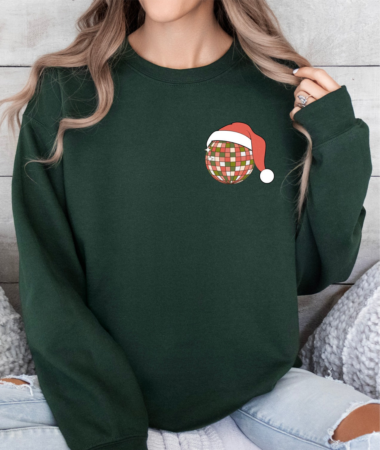 *DTG* Dance Like Frosty Front Pocket BIG on Back Forest Green Sweatshirt