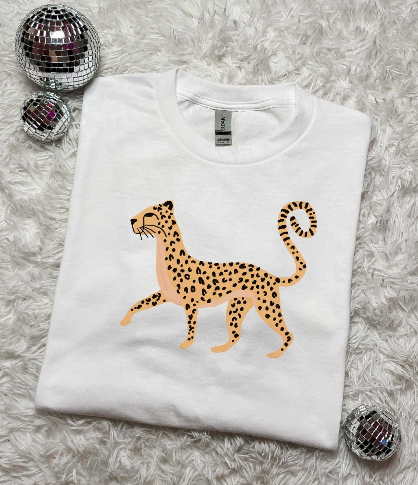 Sassy Cheetah White Tee