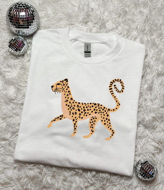 Sassy Cheetah White Tee