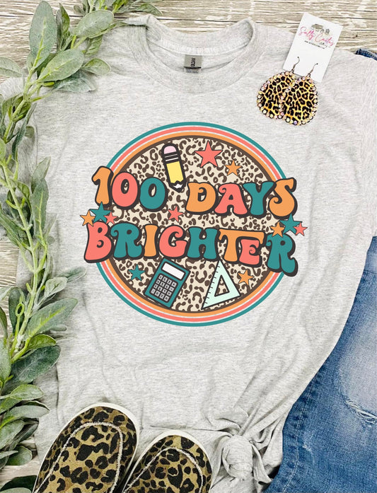 100 Days Brighter Leopard Circle Ash Grey Tee