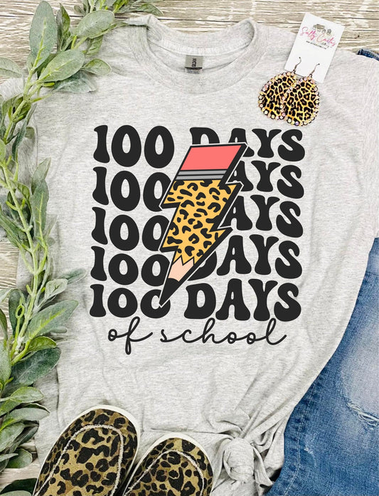 100 Days Of School Pencil Ash Grey Tee