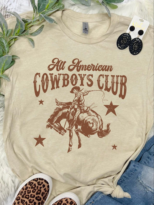 All American Cowboys Club Tan Tee