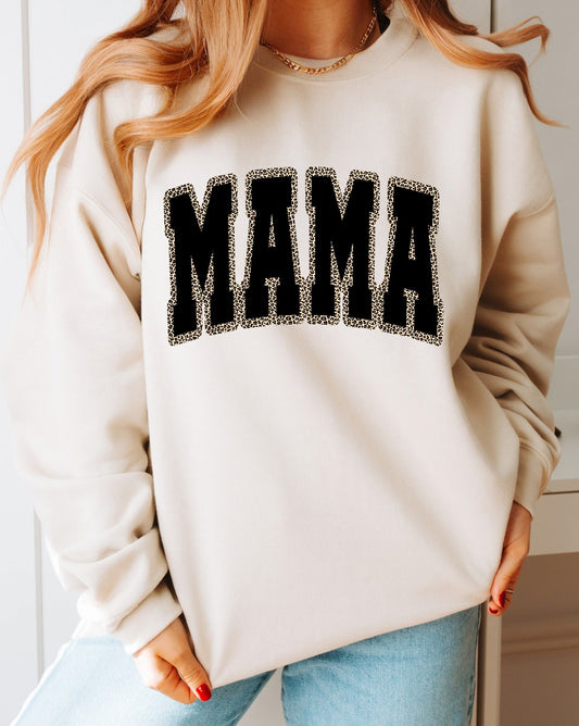 Mama Leopard Outline Tan Sweatshirt