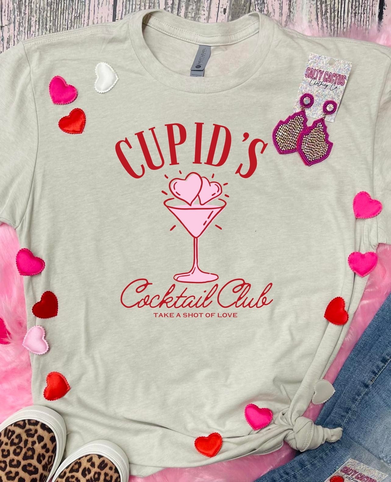 Cupids Cocktail Club Tan Tee