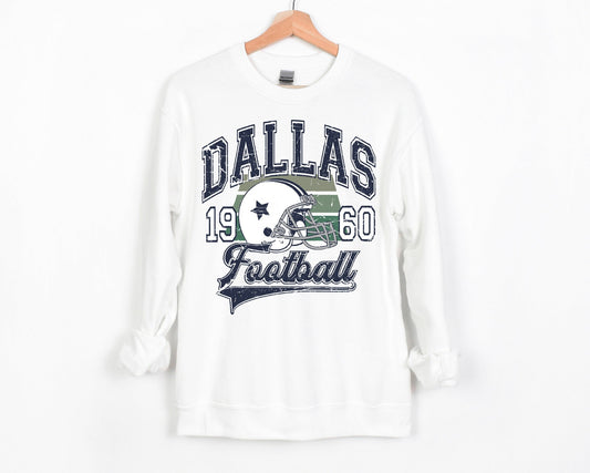 Vintage Dallas Football 1960 White Sweatshirt