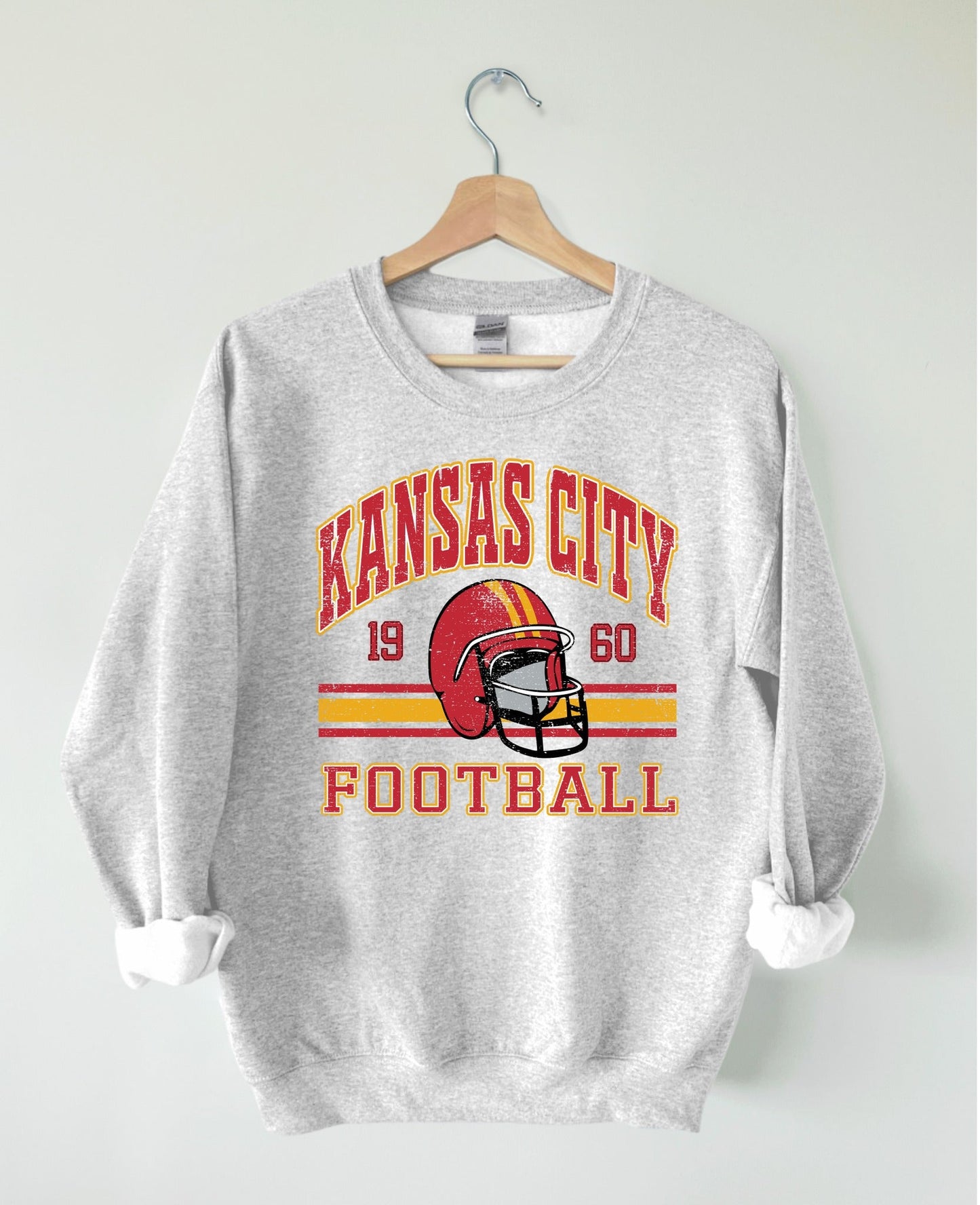 Kansas City Vintage Football Ash Grey Sweatshirt