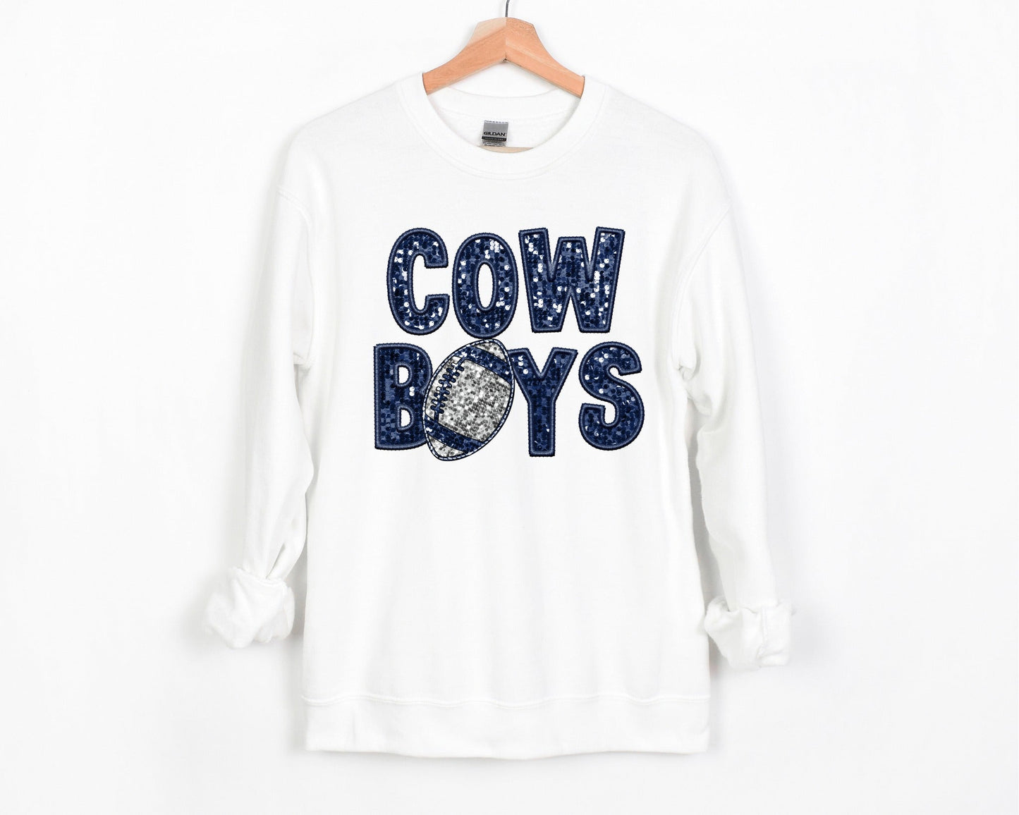 Cowboys Football Glitter White Sweatshirt