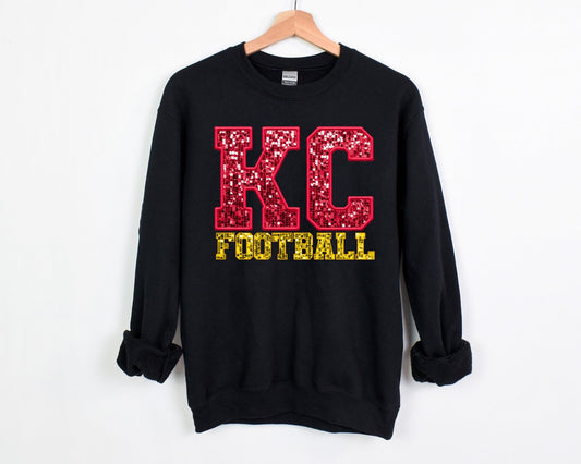 *DTF* KC FOOTBALL Glitter Black Sweatshirt