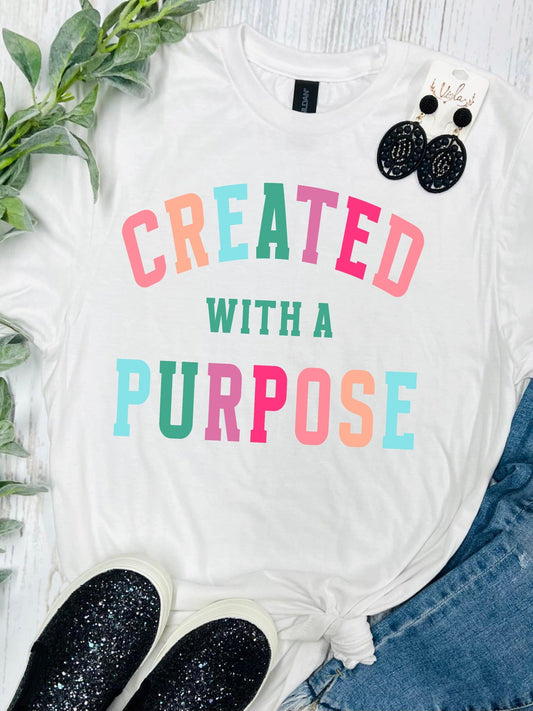 Created With A Purpose Colorful White Tee