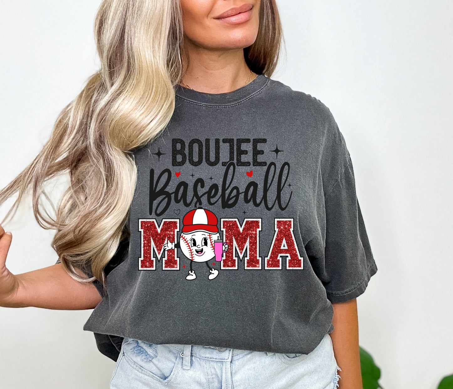 *DTF* Boujee Baseball Mama Grey Comfort Color