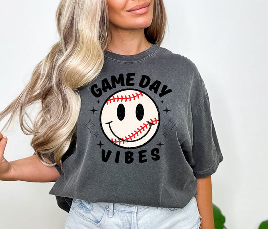 *DTF* Game Day Vibes Retro Baseball Grey Comfort Color