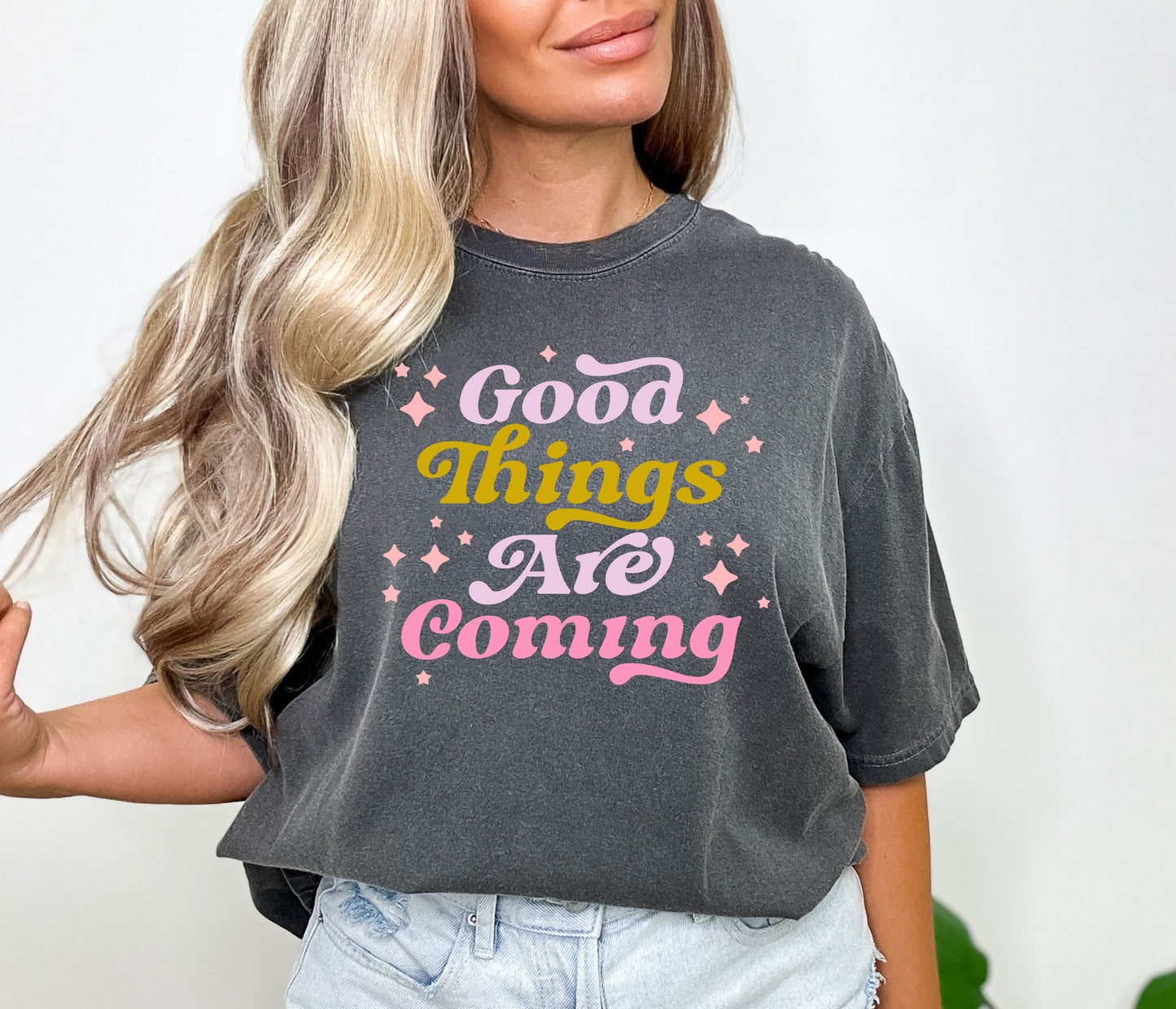 *DTF* Good Things are coming retro Grey Comfort Color