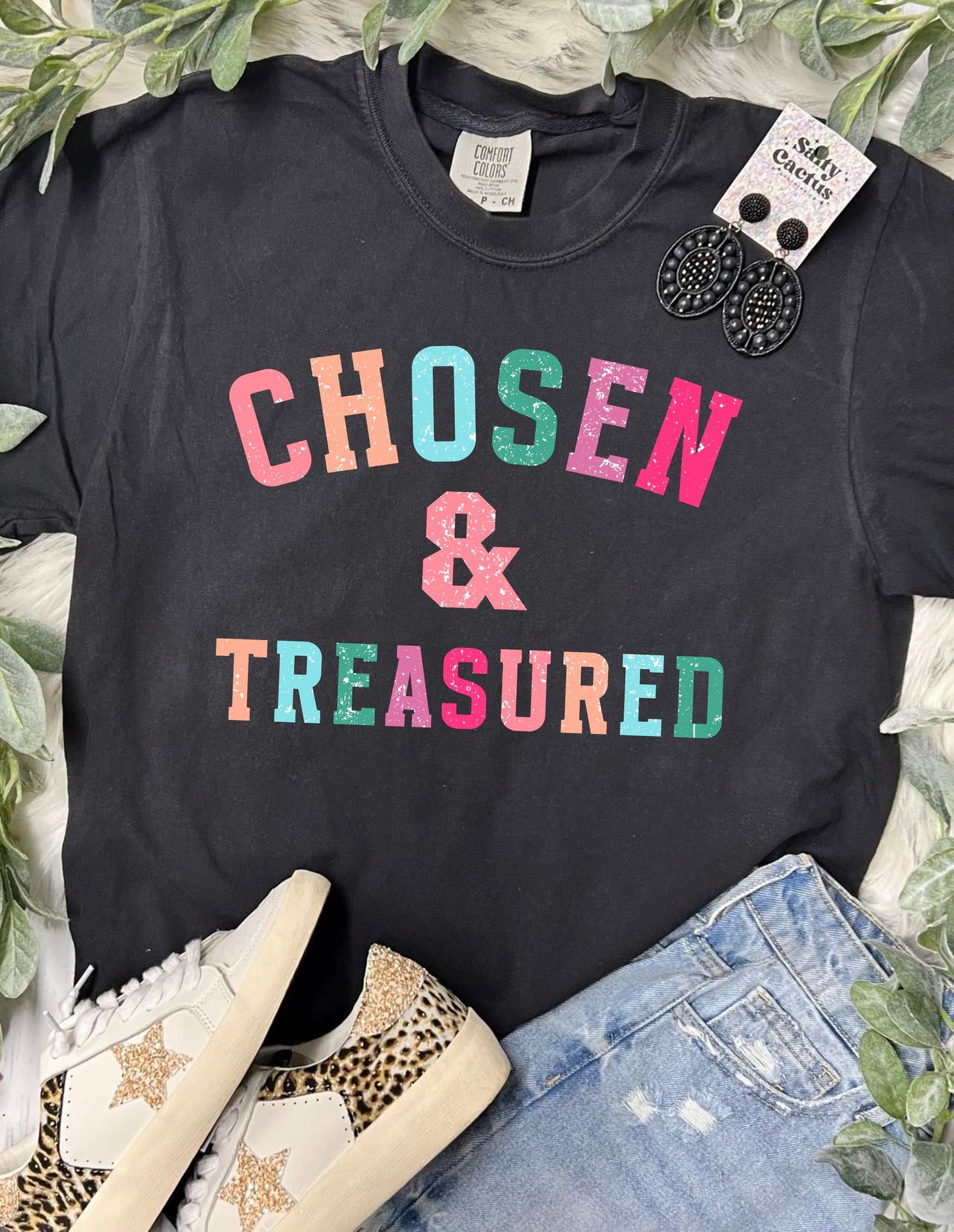 *DTF* Chosen and Treasured Colorful Black Comfort Color