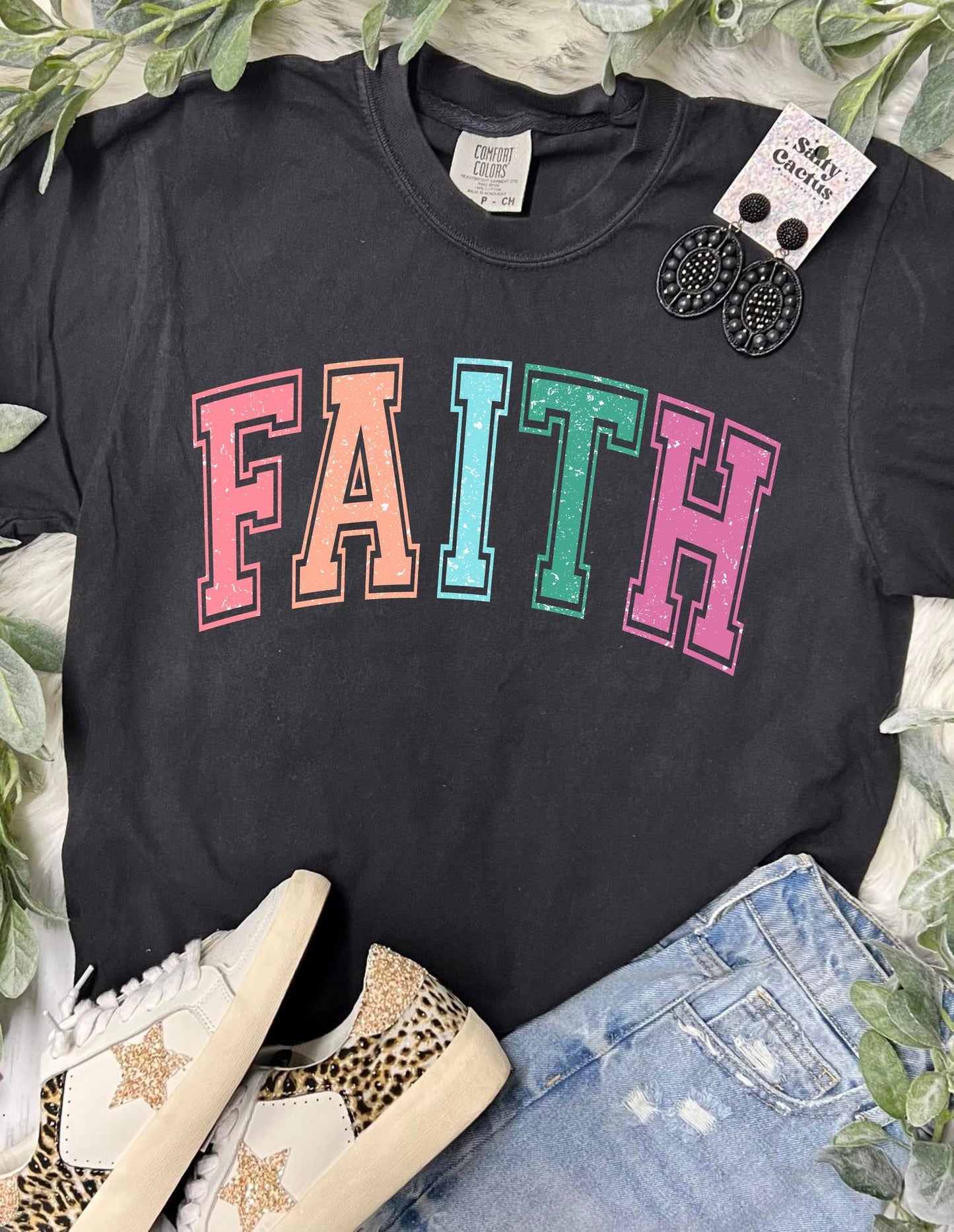 *DTF* Faith Colorful Black Comfort Color