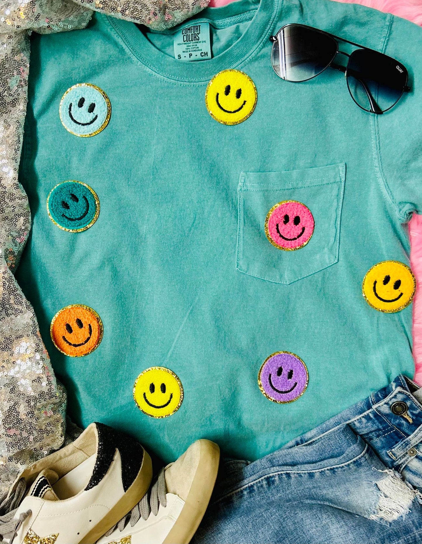 Smiley Patch Seafoam Comfort Color