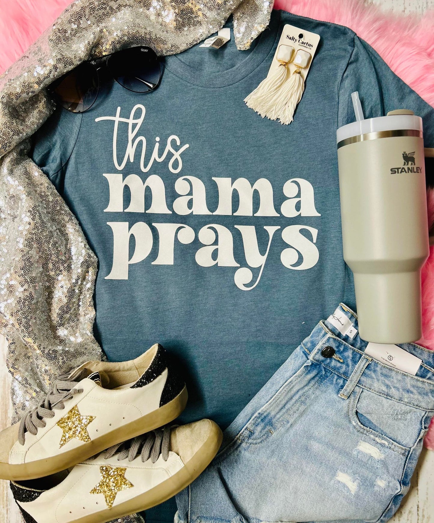 *SP* This Mama Prays Slate Bella Tee