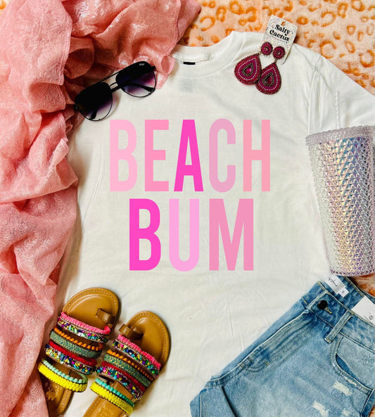 Beach Bum Pink White Tee