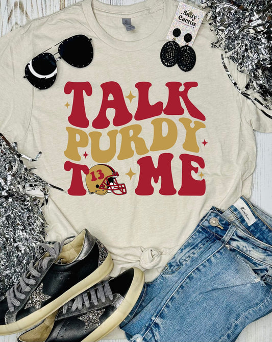 Talk Purdy to Me Tan Tee