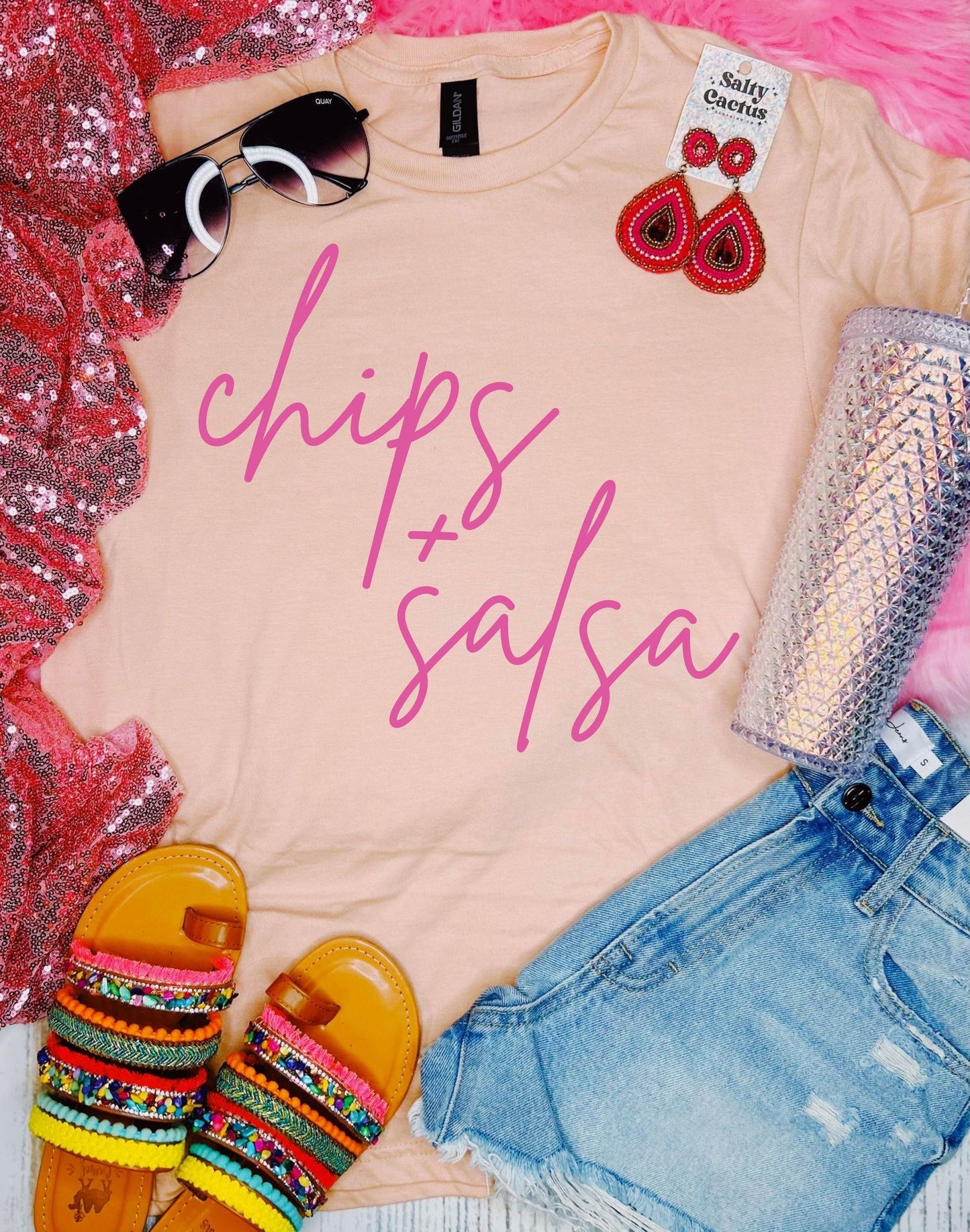 Chips & Salsa Peach Tee