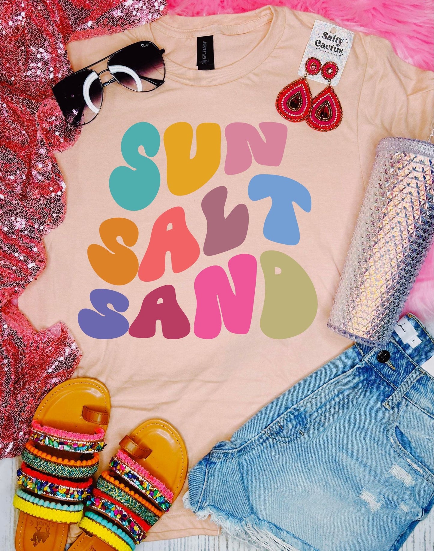 Sun Salt Sand Colorful Peach Tee