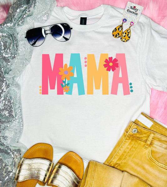 Mama Spring Floral Flower White Tee