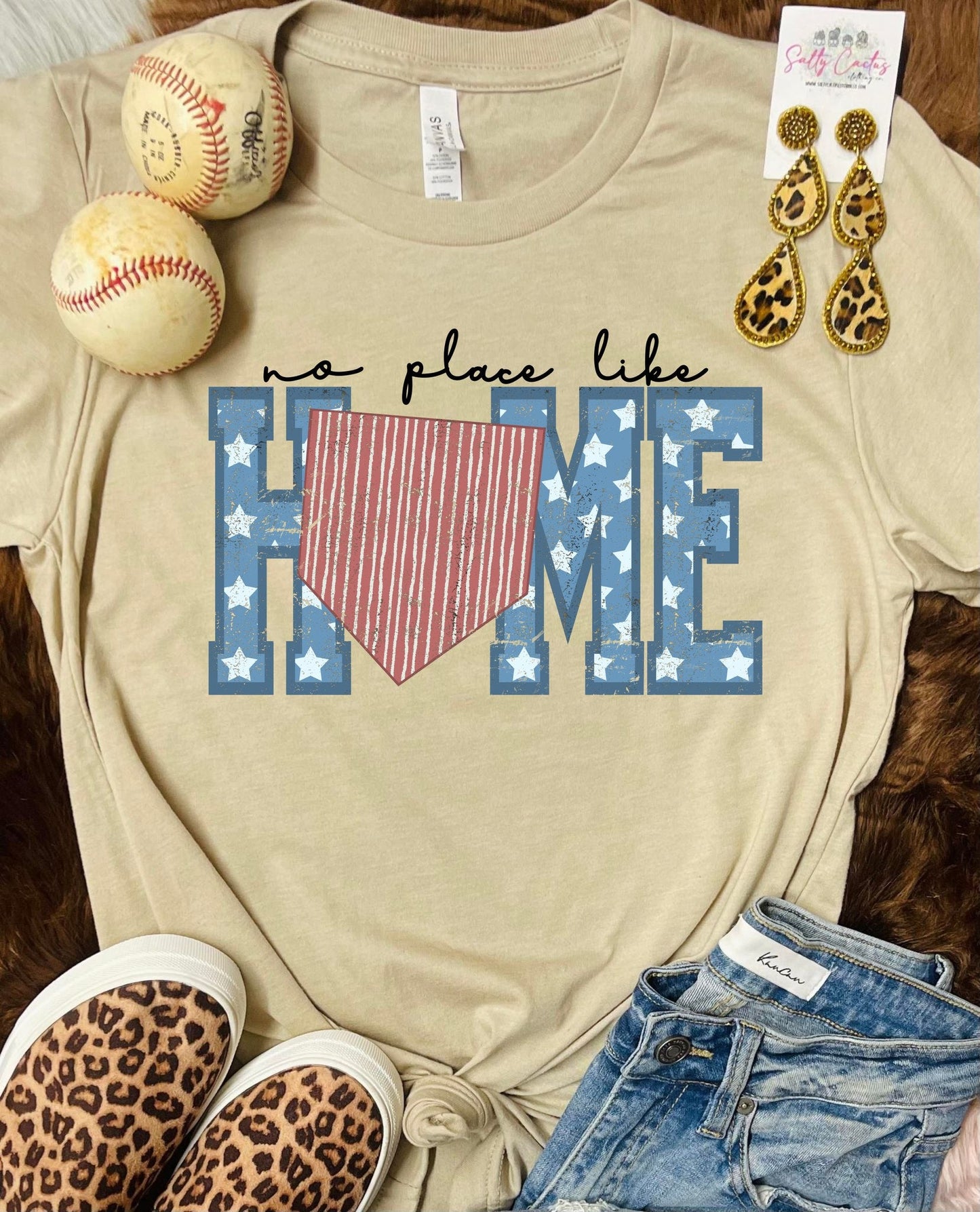 No Place Like Homeplate Star Tan Tee