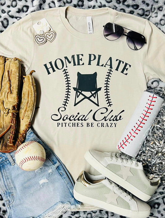 Home Plate Social Club Pitches Be Crazy Tan Tee