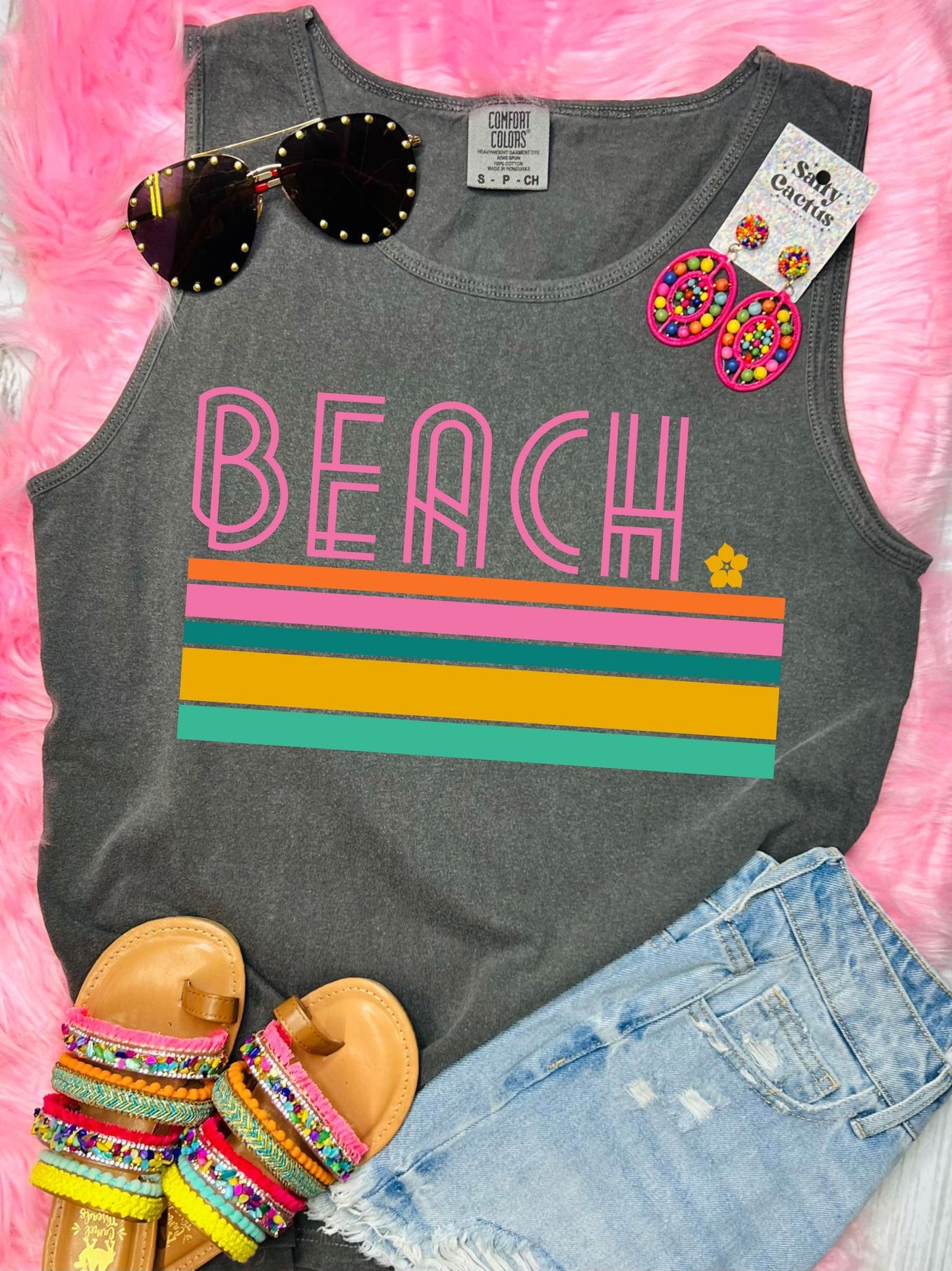 *DTF* Beach Retro Pepper Comfort Color Tank