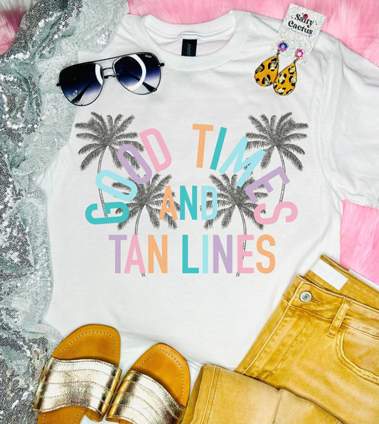 Good Times & Tan Lines Palms White Tee