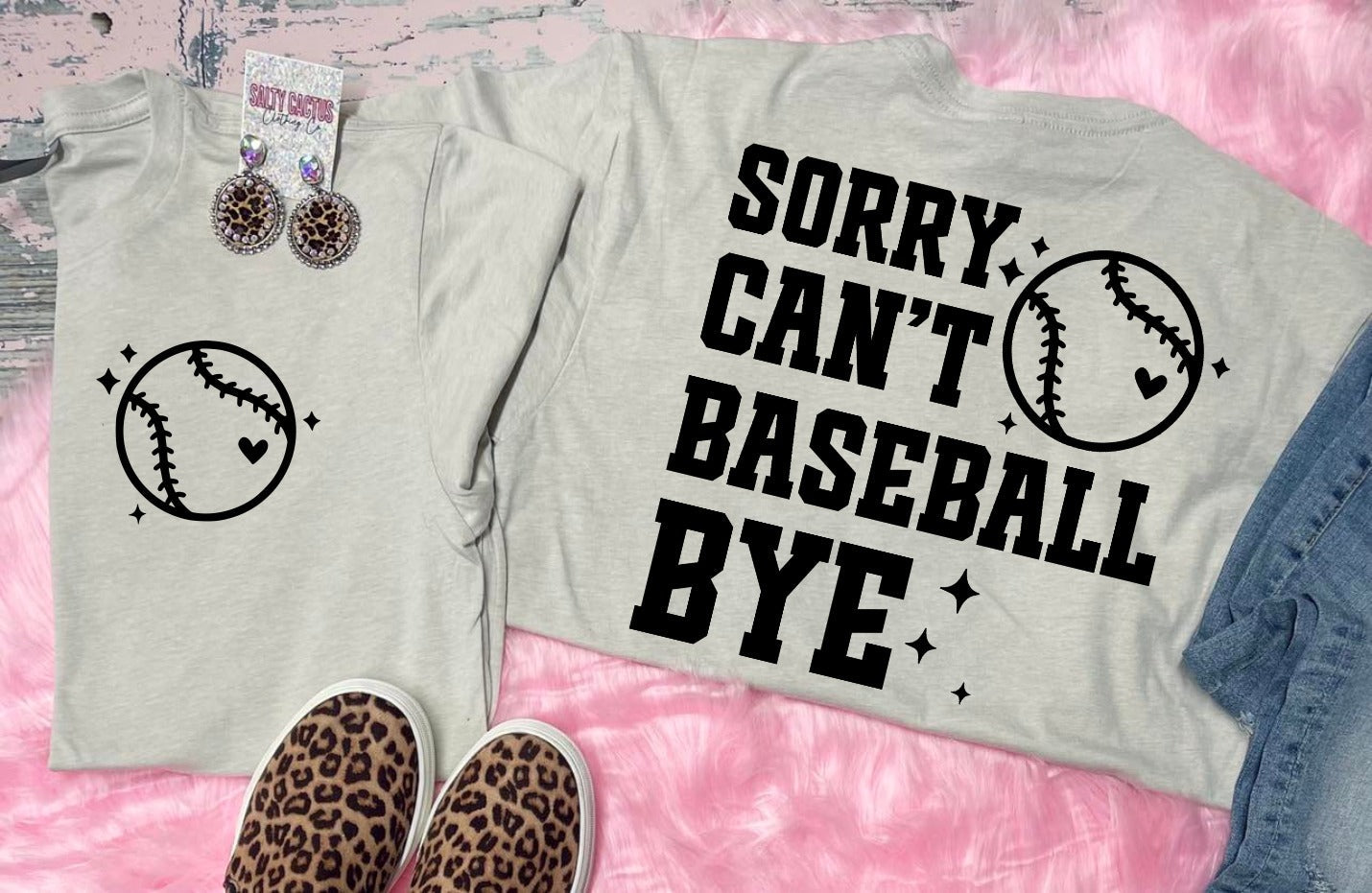 Sorry Cant Baseball Bye Front Pocket & Big On Back Design Tan Tee