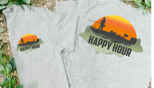 Happy Hour Front and Back Ash Grey Tee