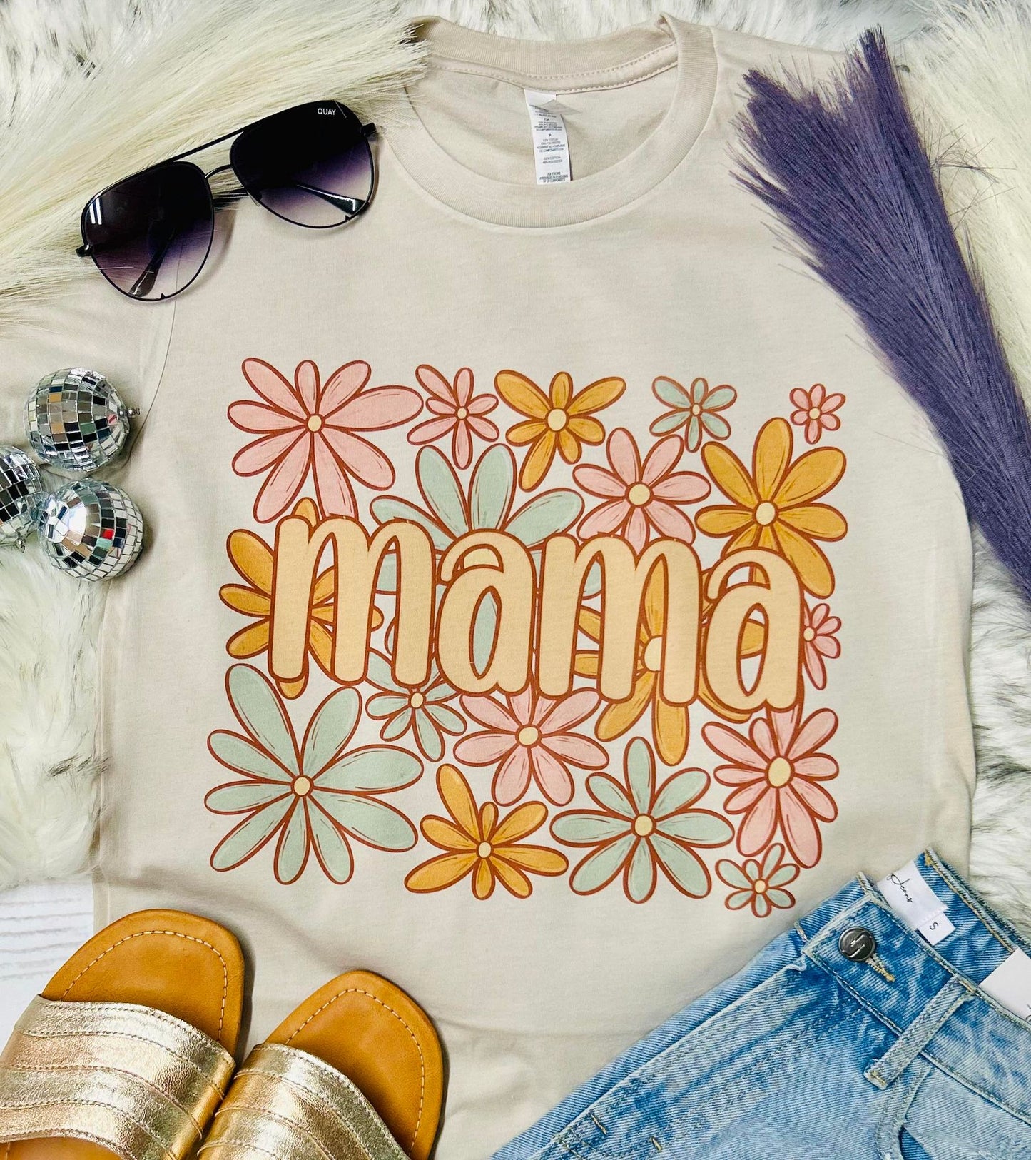 Floral Pastel Name Bella Tan Tee