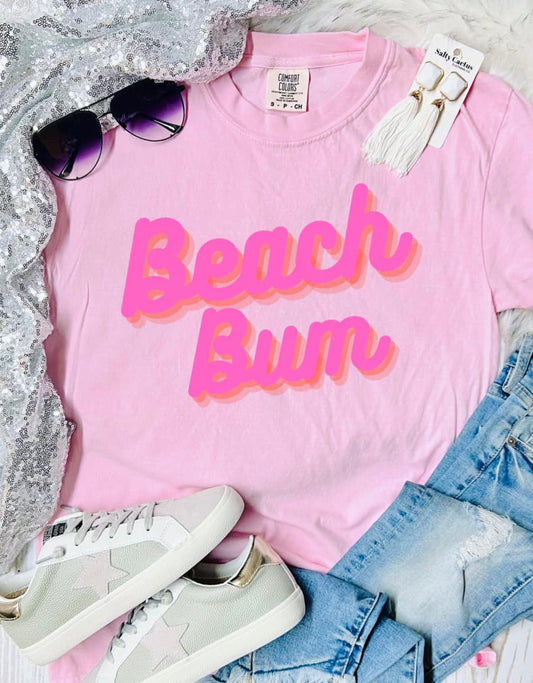 *DTF Beach Bum Cursive Blossom Pink Comfort Color