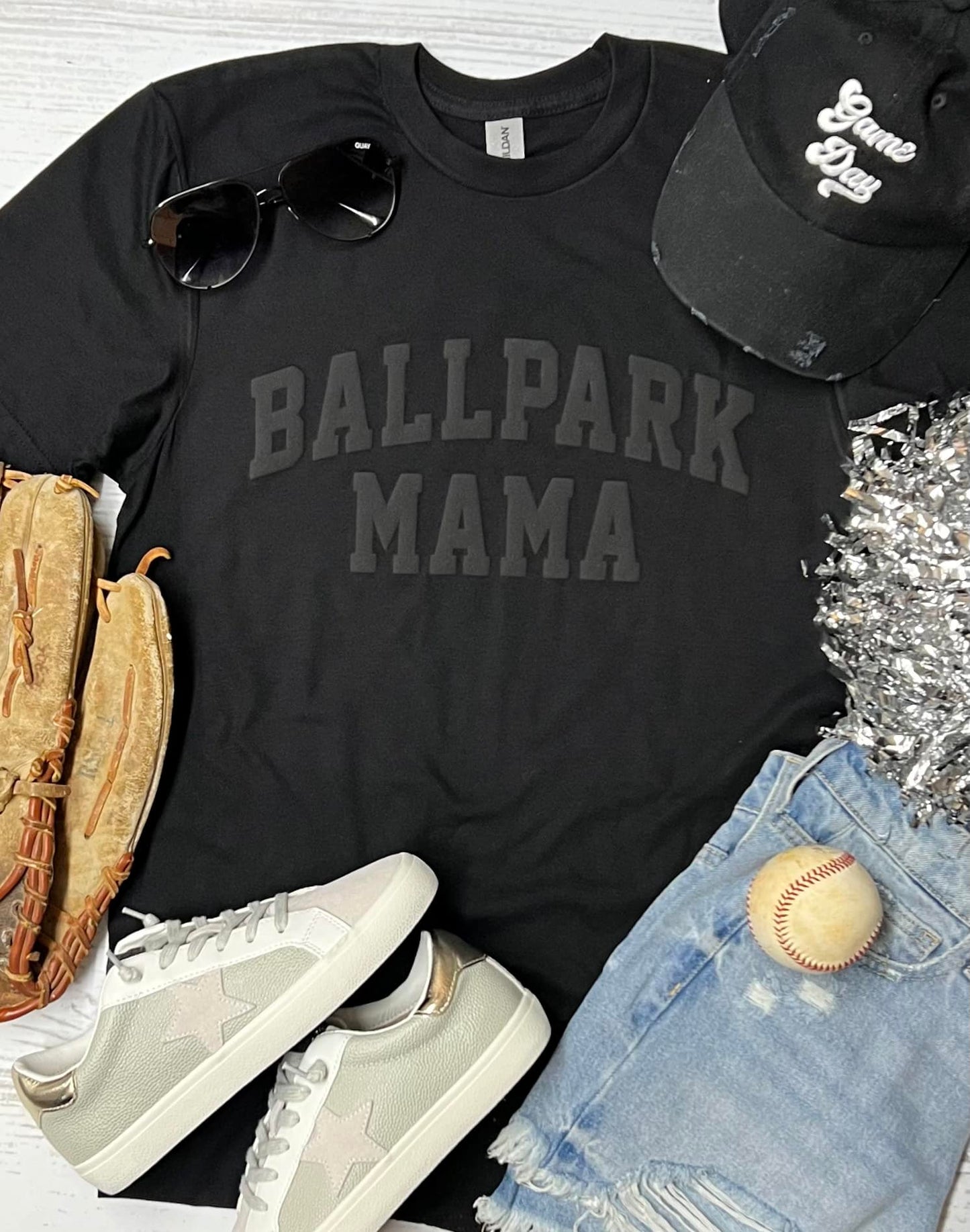 *PUFF Customizable* Ballpark Mama Black Tee