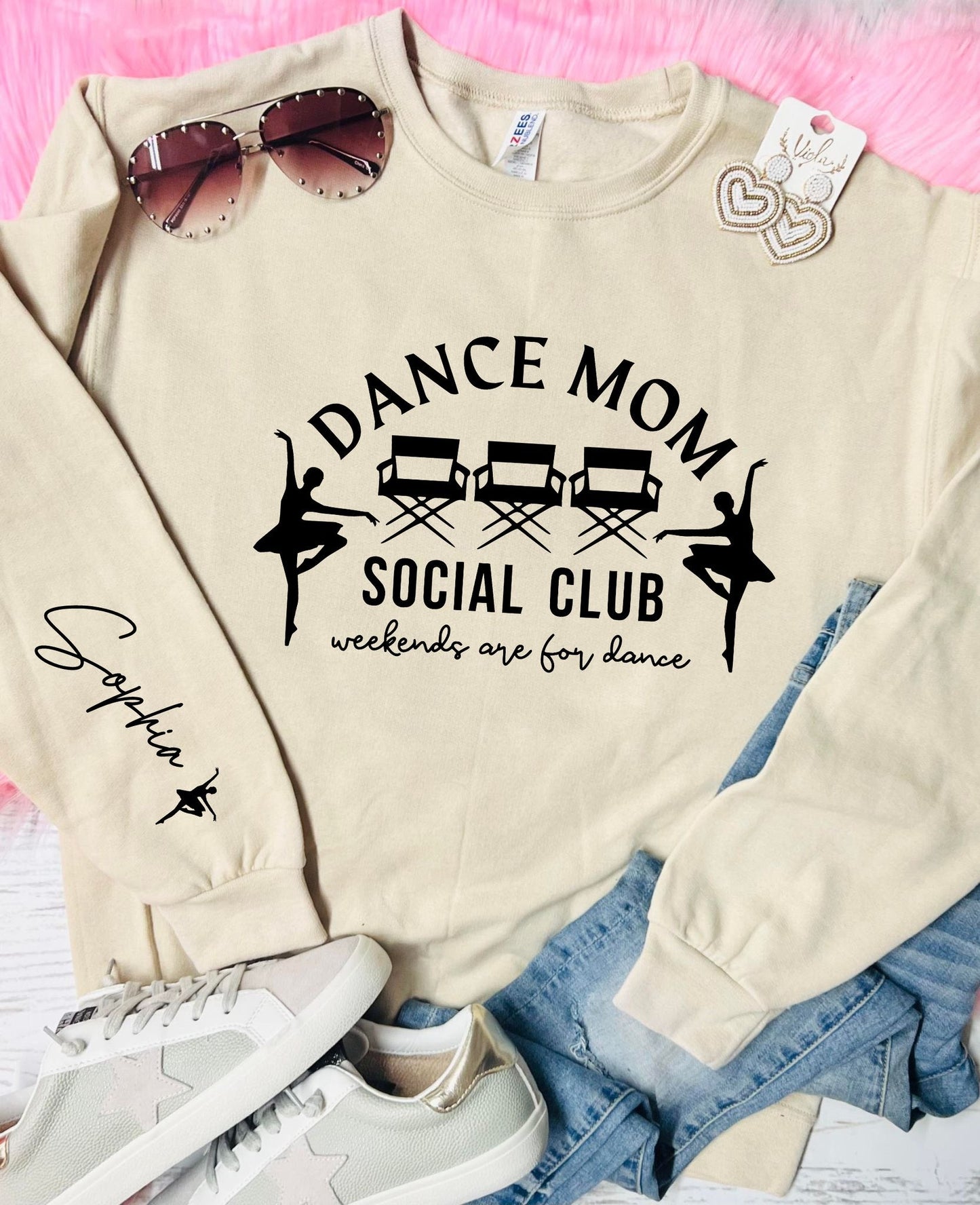 *Customizable* Dance Mom Social Club Tan Sweatshirt