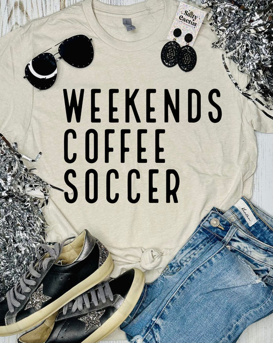 Weekends Coffee Soccer Tan Tee