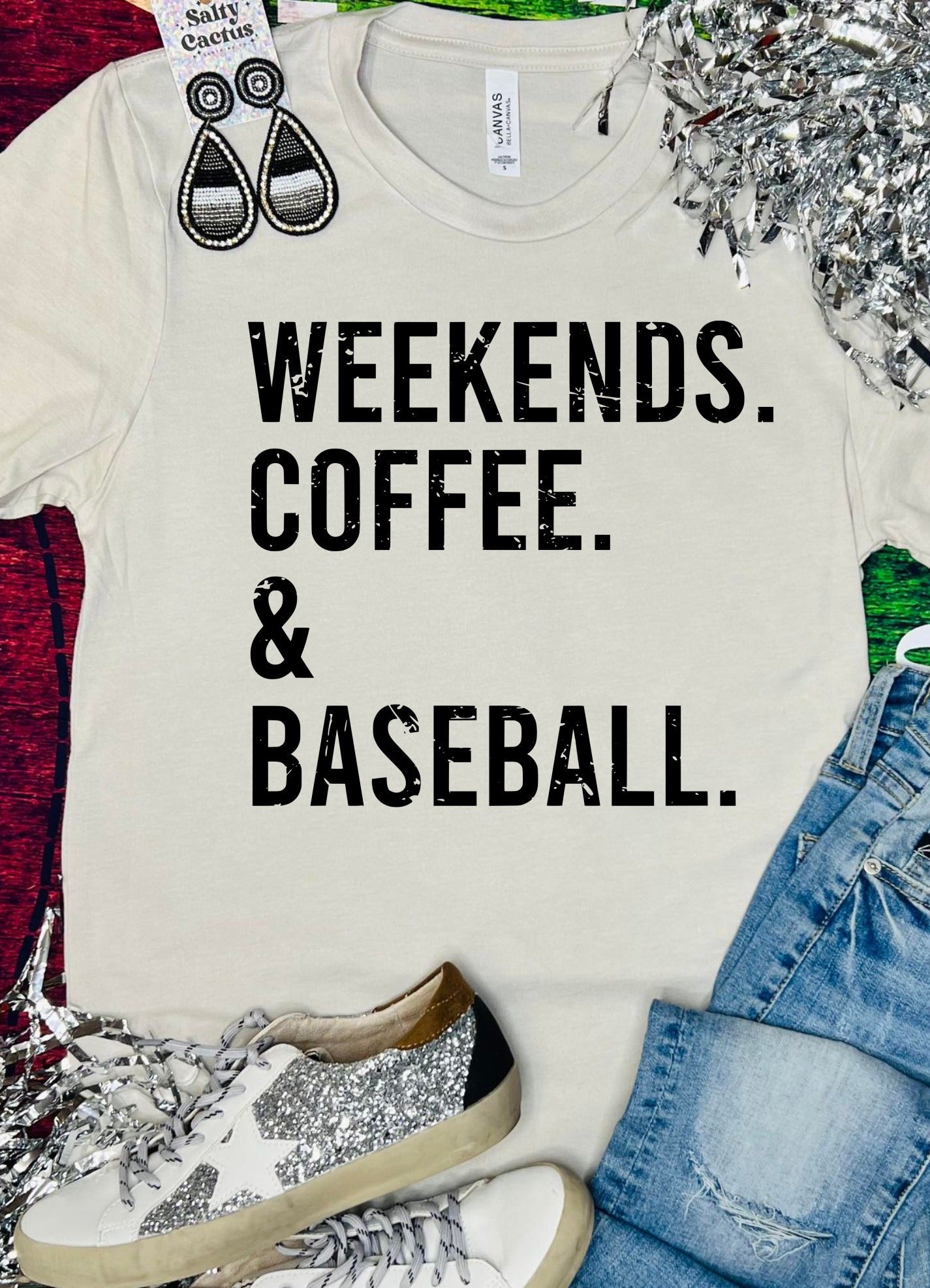 Weekends Coffee & Baseball Tan Tee