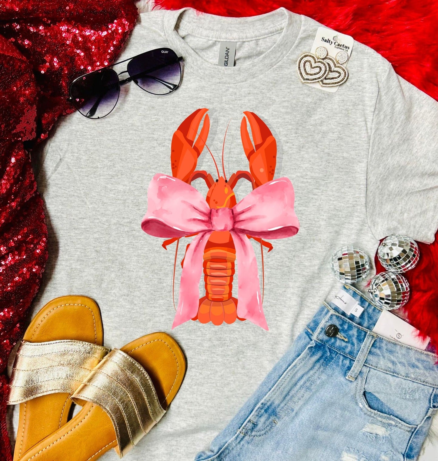 Crawfish Ribbon Ash Grey Tee