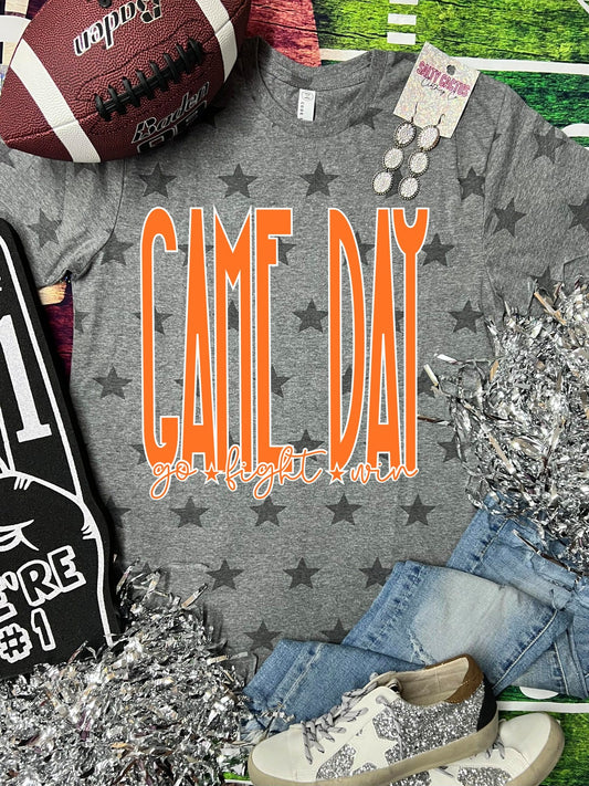 *DTG* Game Day Go Fight Win Colors Grey Code 5 Star Tee