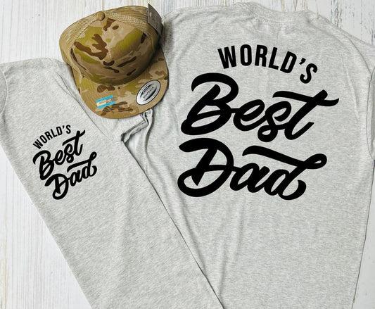 World's Best Dad FRONT POCKET BIG ON BACK Ash Grey Tee