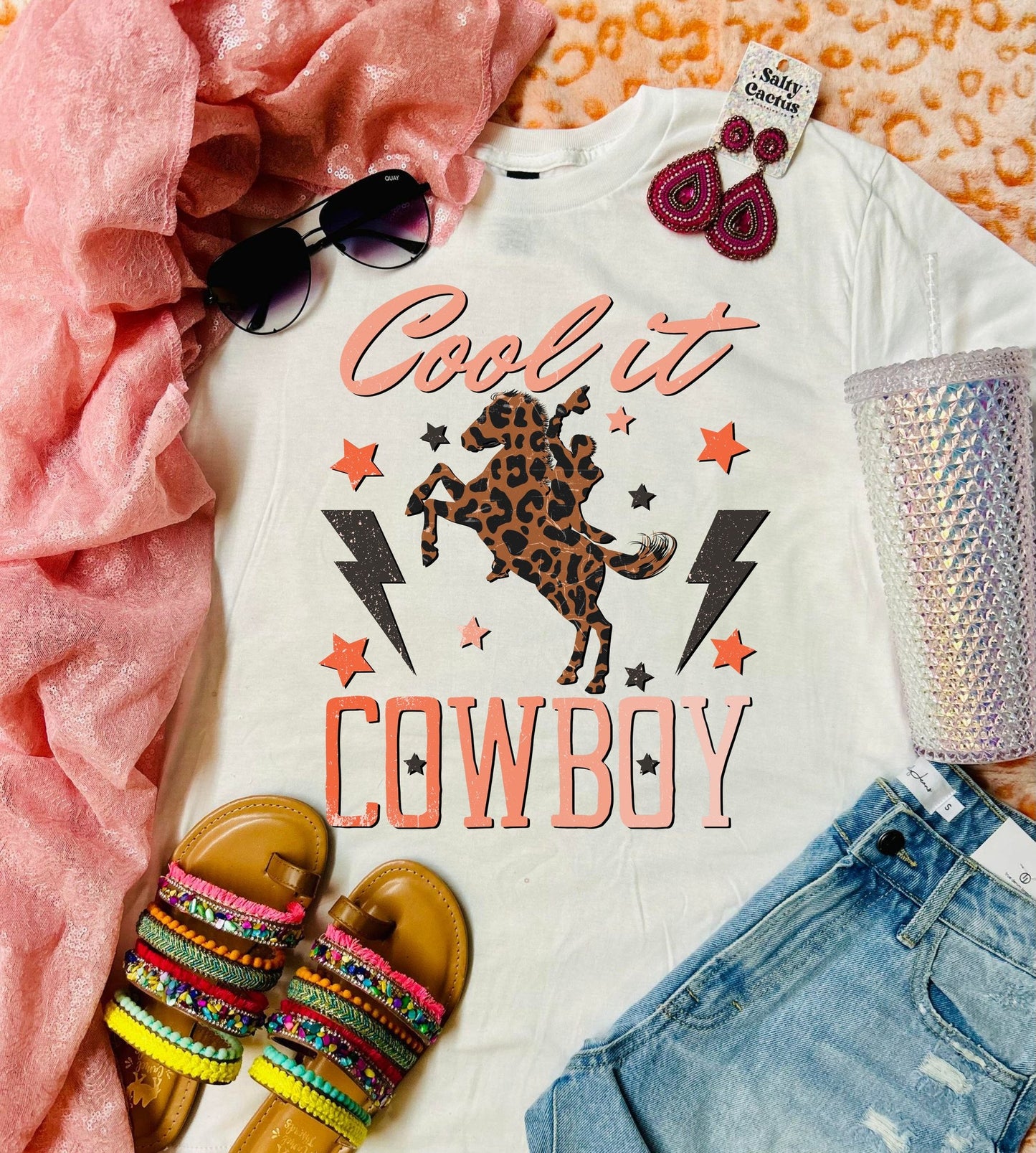 Cool it Cowboy Rocker White Tee