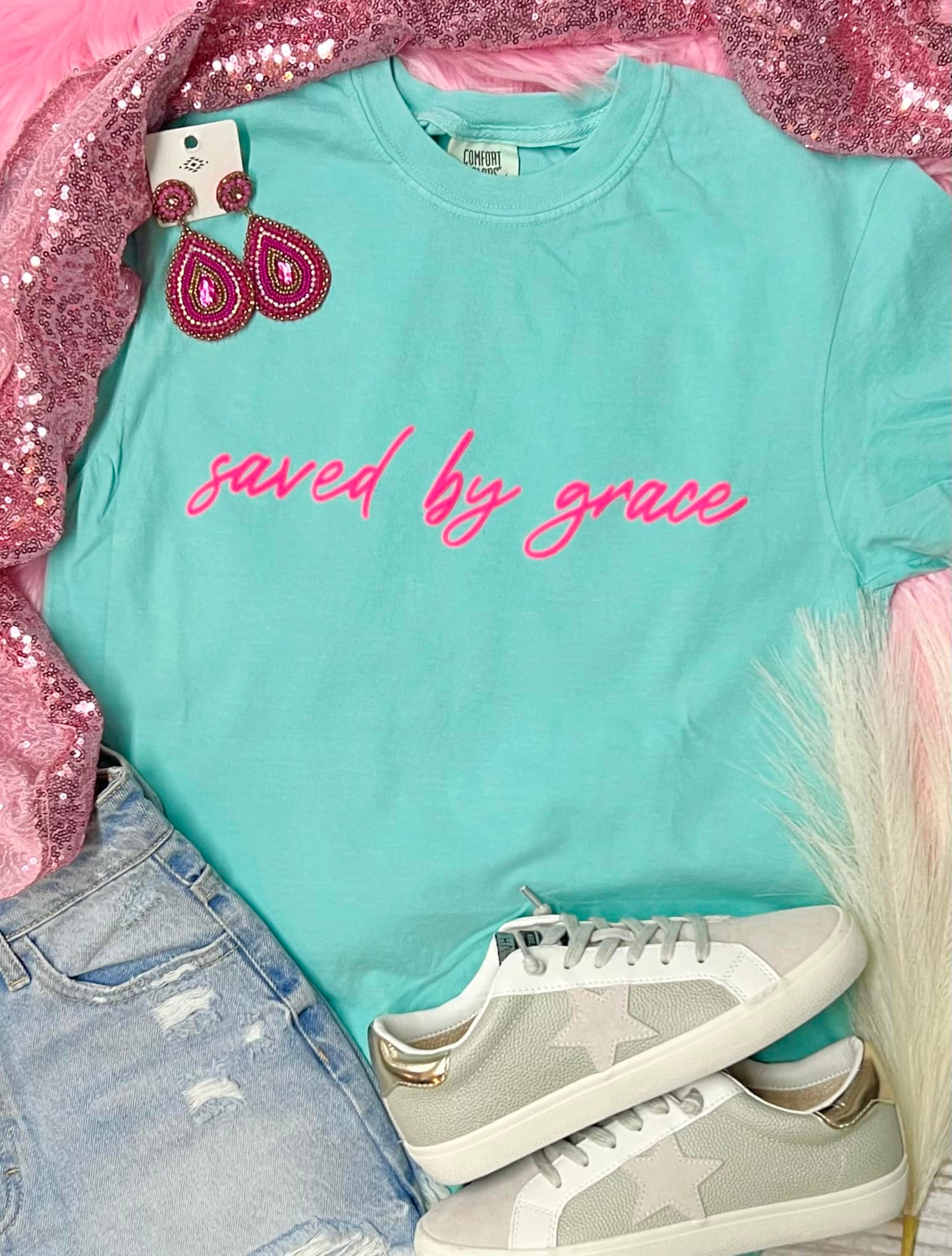 *PUFF* Saved By Grace Chalky Mint Tee