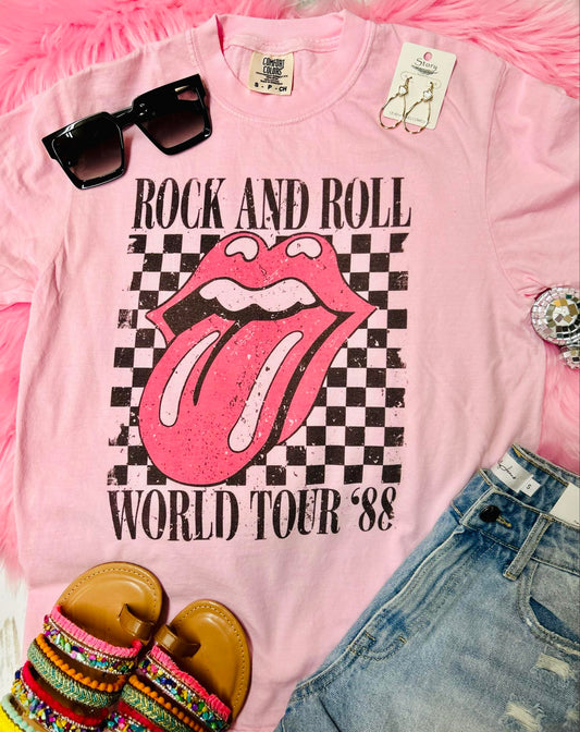 *DTG* Rock and Roll World Tour Blossom Comfort Color Tee