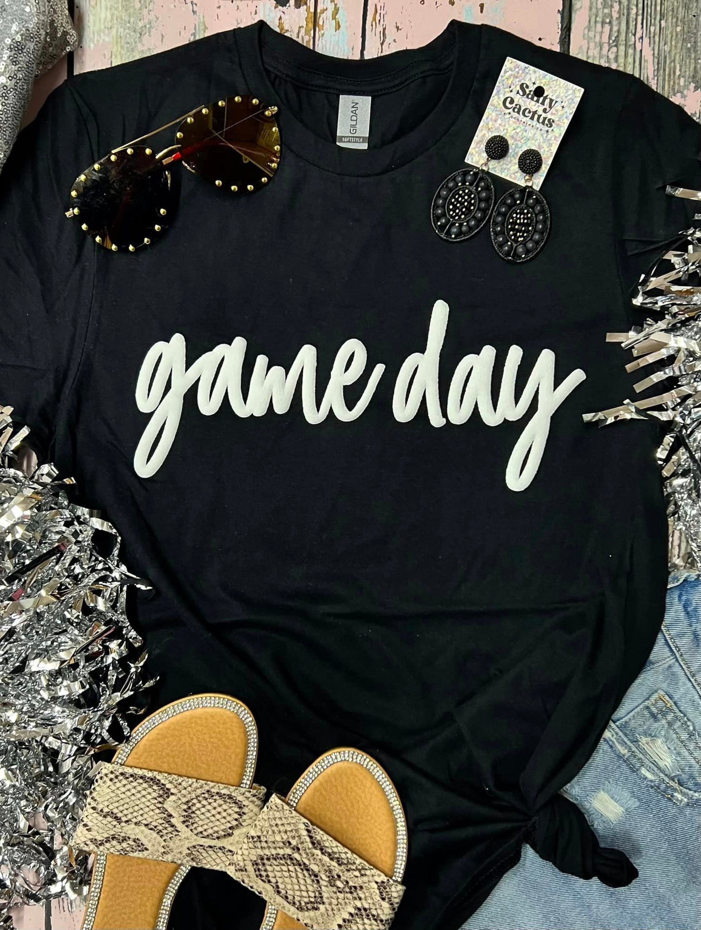 *PUFF* White Game Day Black Gildan Tee