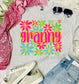 Floral Neon Name Bella Ash Grey Tee