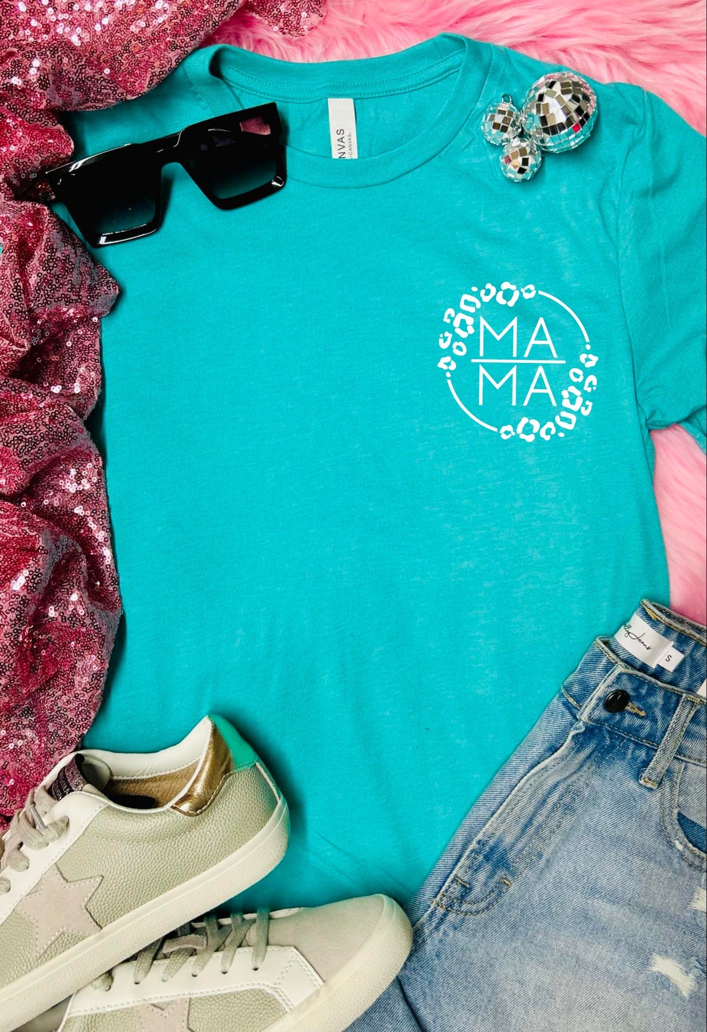 *DTF* Mama Leopard Circle Bella Tee