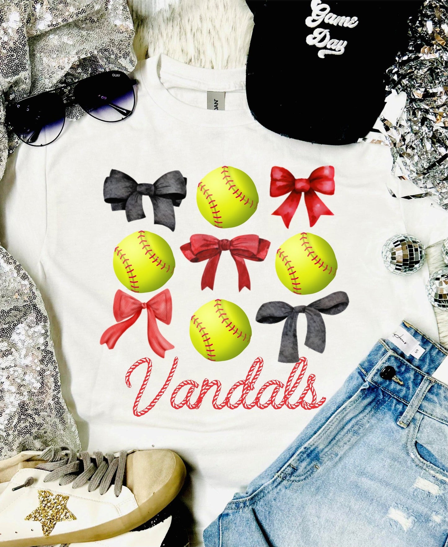 *Custom* Softball Ribbon White Tee